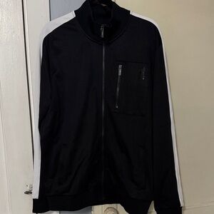 Men's Black and White Track Jacket